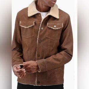 XRAY Faux Shearling Lined Trucker Jacket Brown Size XL Brand New With Tags